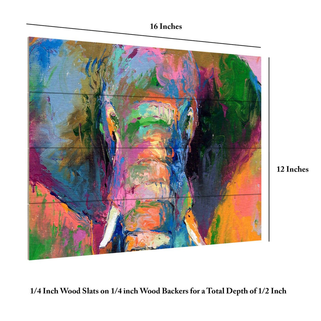 Wall Art 12 x 16 Inches Titled Elephant 2 Ready to Hang Printed on Wooden Planks Image 6