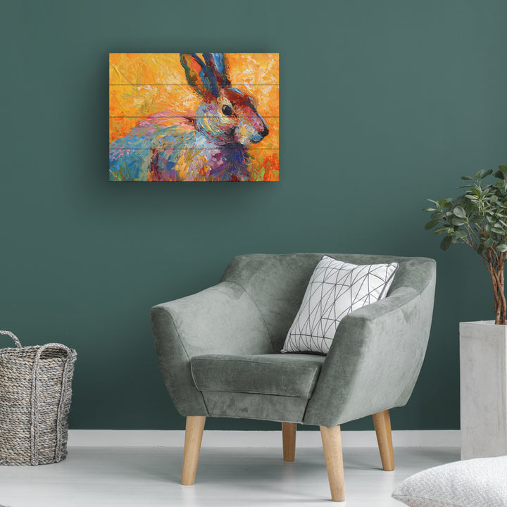 Wall Art 12 x 16 Inches Titled Bunny IV Ready to Hang Printed on Wooden Planks Image 1