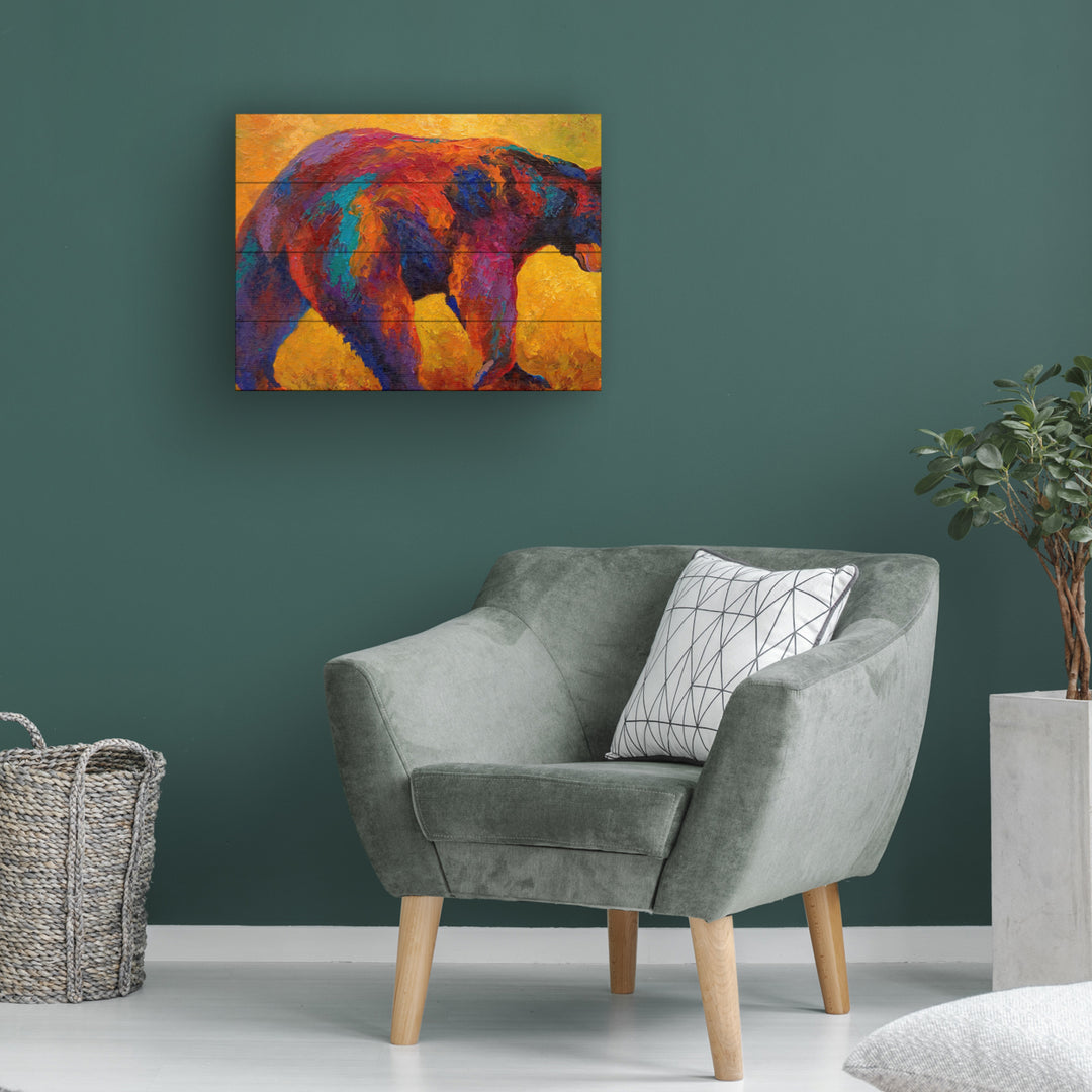 Wall Art 12 x 16 Inches Titled Daily Rounds Black Bear Ready to Hang Printed on Wooden Planks Image 1