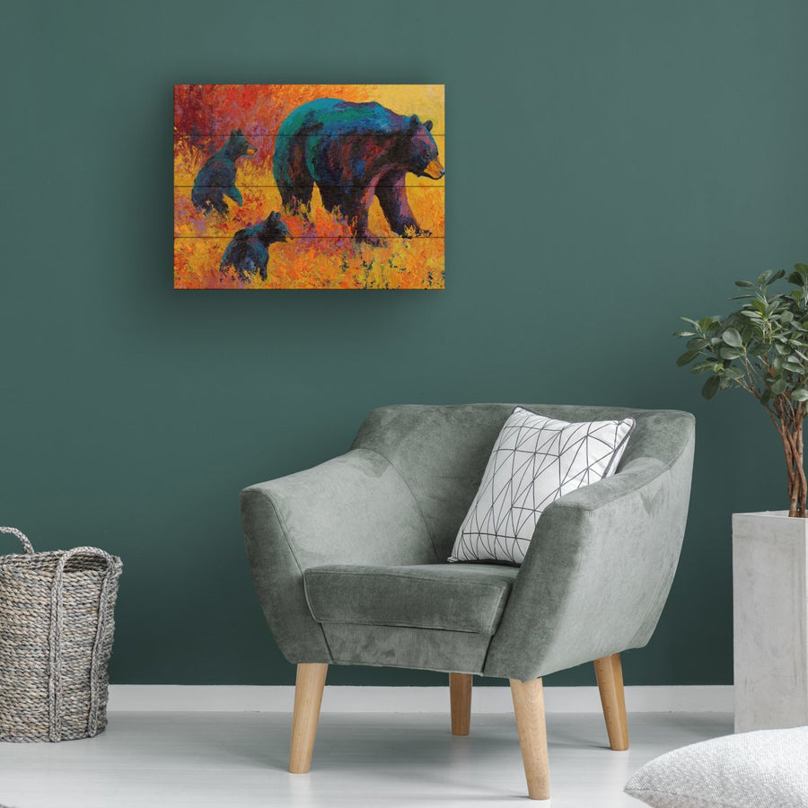 Wall Art 12 x 16 Inches Titled Double Trouble Black Bear Ready to Hang Printed on Wooden Planks Image 1