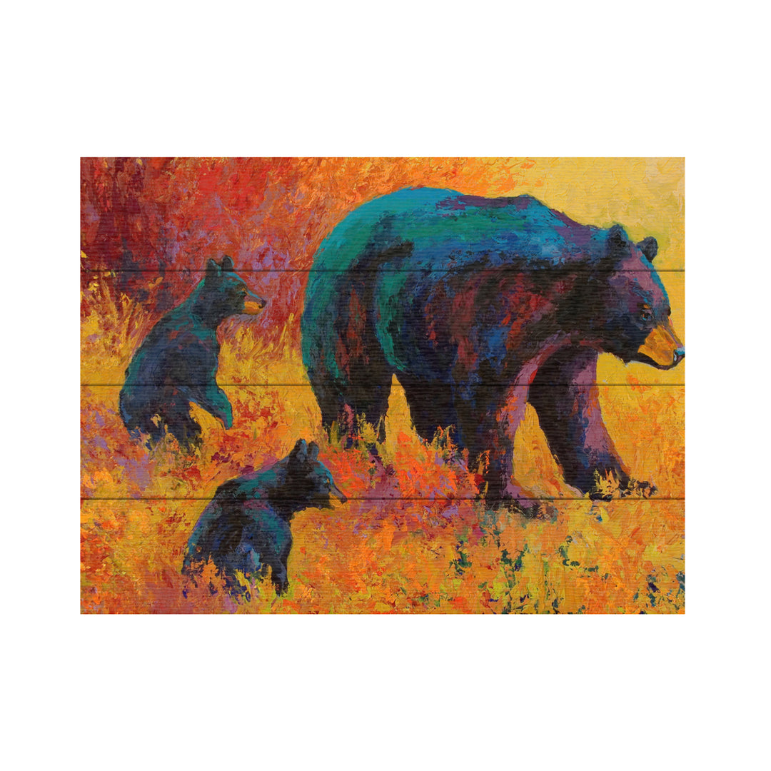 Wall Art 12 x 16 Inches Titled Double Trouble Black Bear Ready to Hang Printed on Wooden Planks Image 2