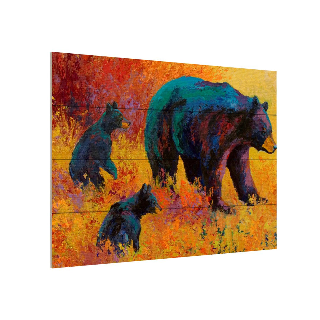 Wall Art 12 x 16 Inches Titled Double Trouble Black Bear Ready to Hang Printed on Wooden Planks Image 3