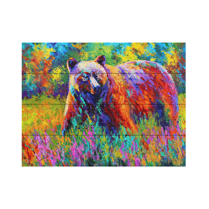 Wall Art 12 x 16 Inches Titled Grizz On Guard Ready to Hang Printed on Wooden Planks Image 2