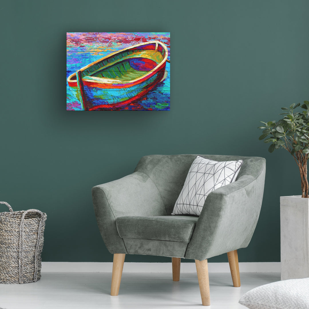 Wall Art 12 x 16 Inches Titled Boat 9 Ready to Hang Printed on Wooden Planks Image 1