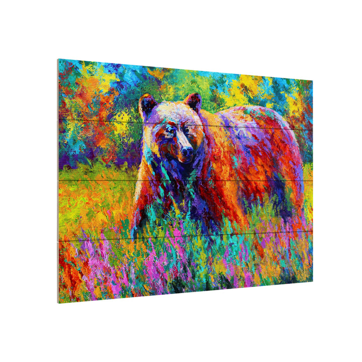 Wall Art 12 x 16 Inches Titled Grizz On Guard Ready to Hang Printed on Wooden Planks Image 3