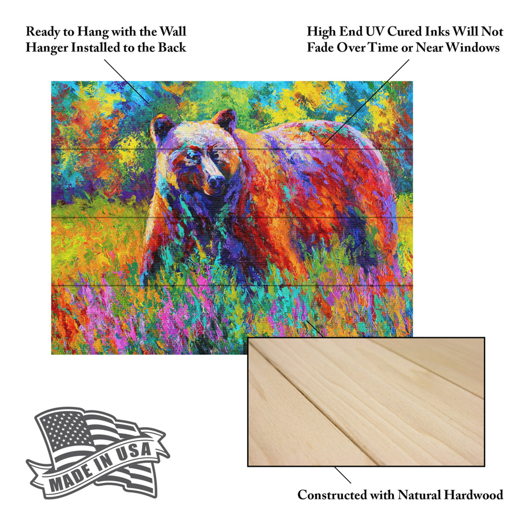 Wall Art 12 x 16 Inches Titled Grizz On Guard Ready to Hang Printed on Wooden Planks Image 5