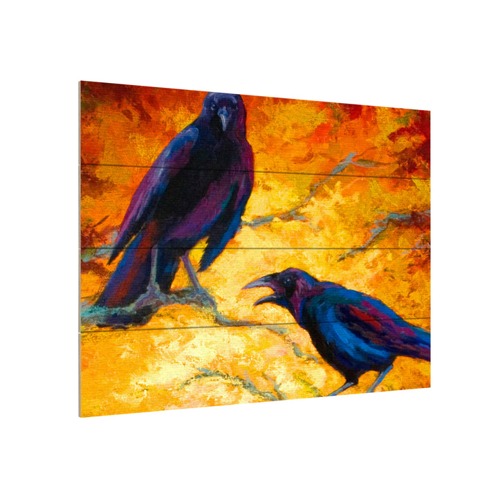 Wall Art 12 x 16 Inches Titled Crows 9 Ready to Hang Printed on Wooden Planks Image 3