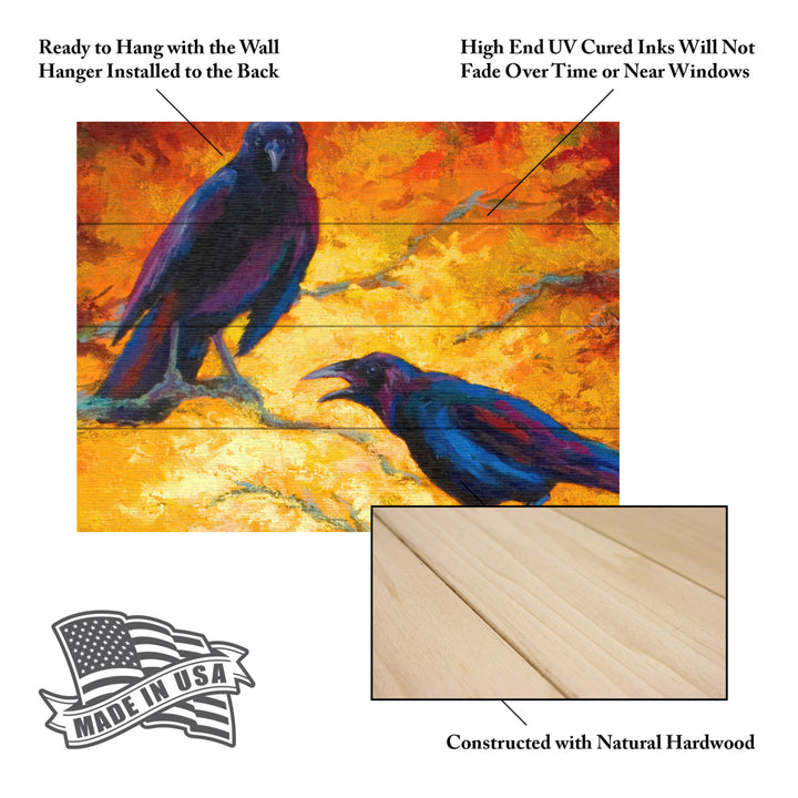 Wall Art 12 x 16 Inches Titled Crows 9 Ready to Hang Printed on Wooden Planks Image 5