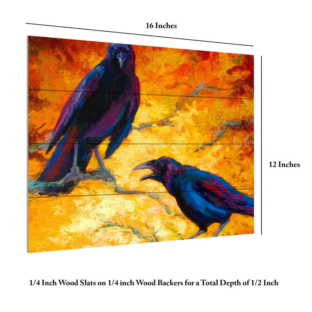 Wall Art 12 x 16 Inches Titled Crows 9 Ready to Hang Printed on Wooden Planks Image 6