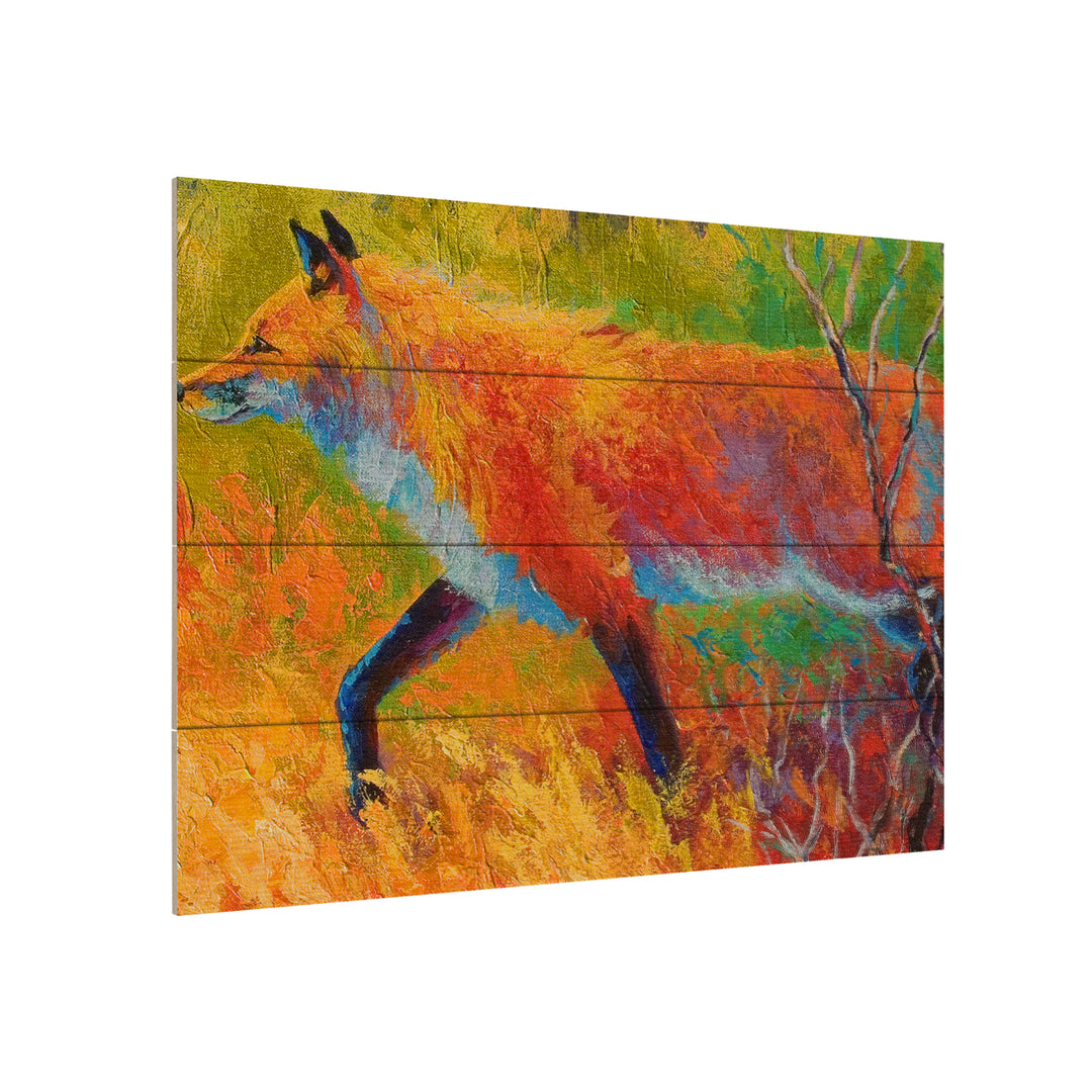 Wall Art 12 x 16 Inches Titled Red Fox 1 Ready to Hang Printed on Wooden Planks Image 3