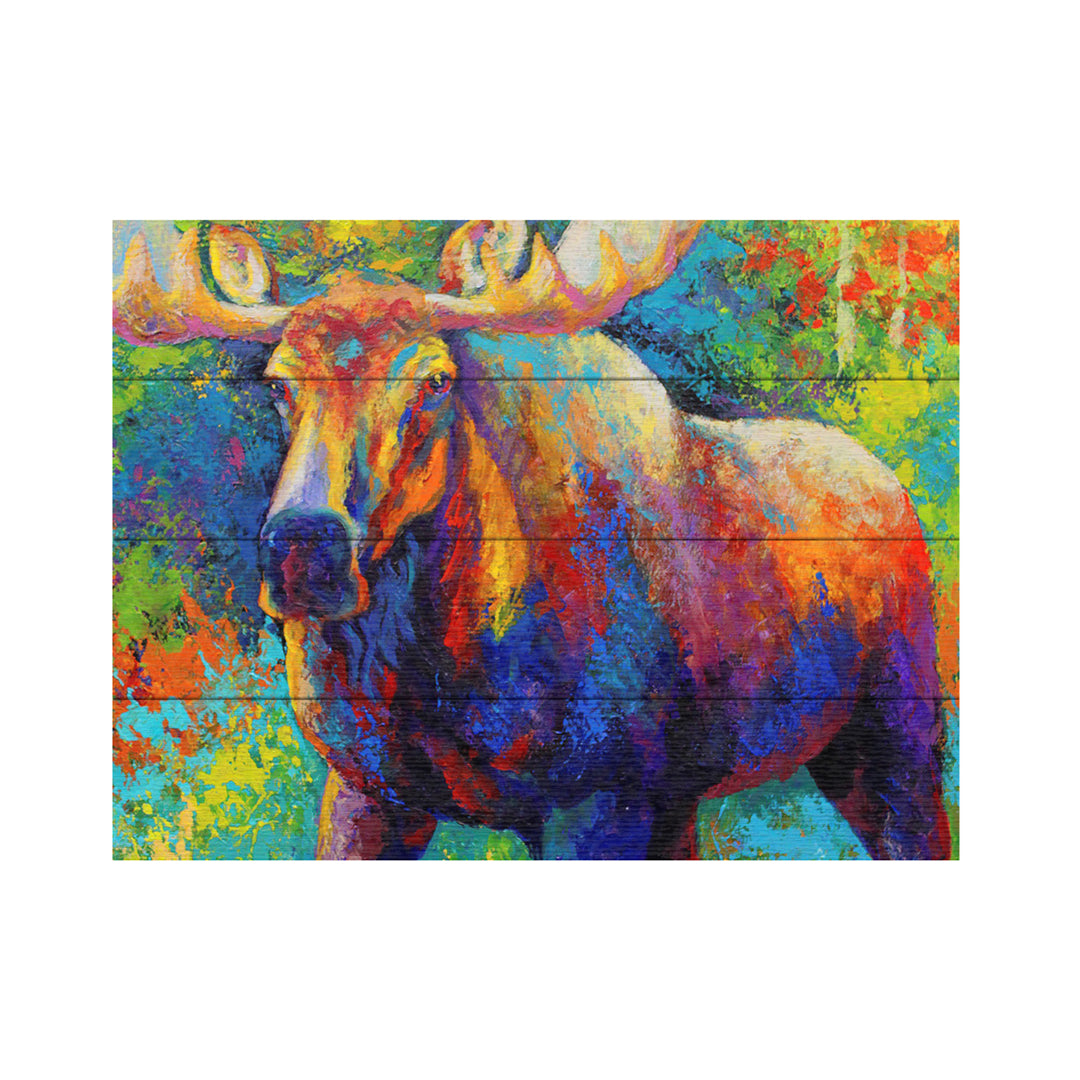 Wall Art 12 x 16 Inches Titled Bull Moose Ready to Hang Printed on Wooden Planks Image 2