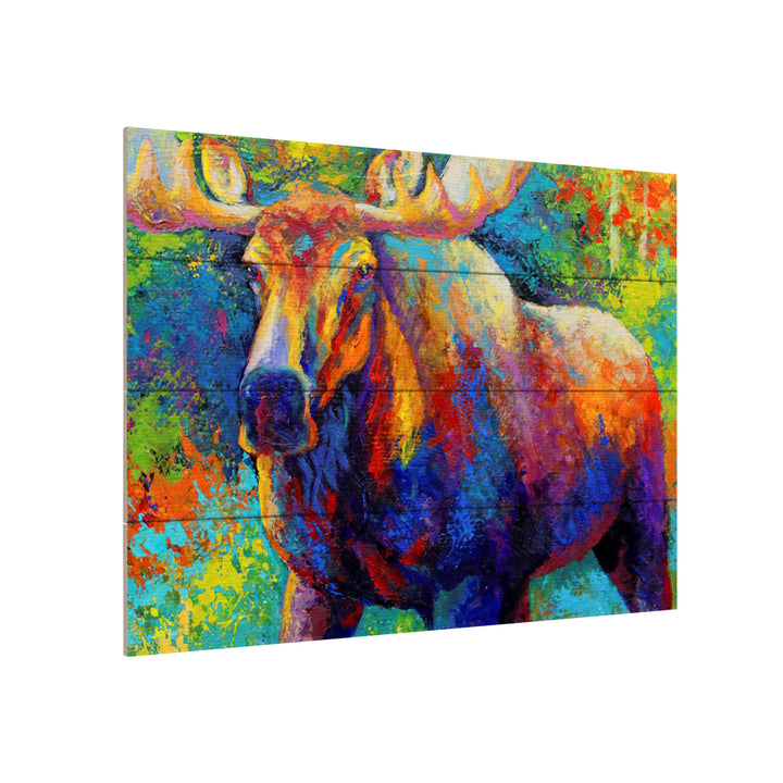 Wall Art 12 x 16 Inches Titled Bull Moose Ready to Hang Printed on Wooden Planks Image 3