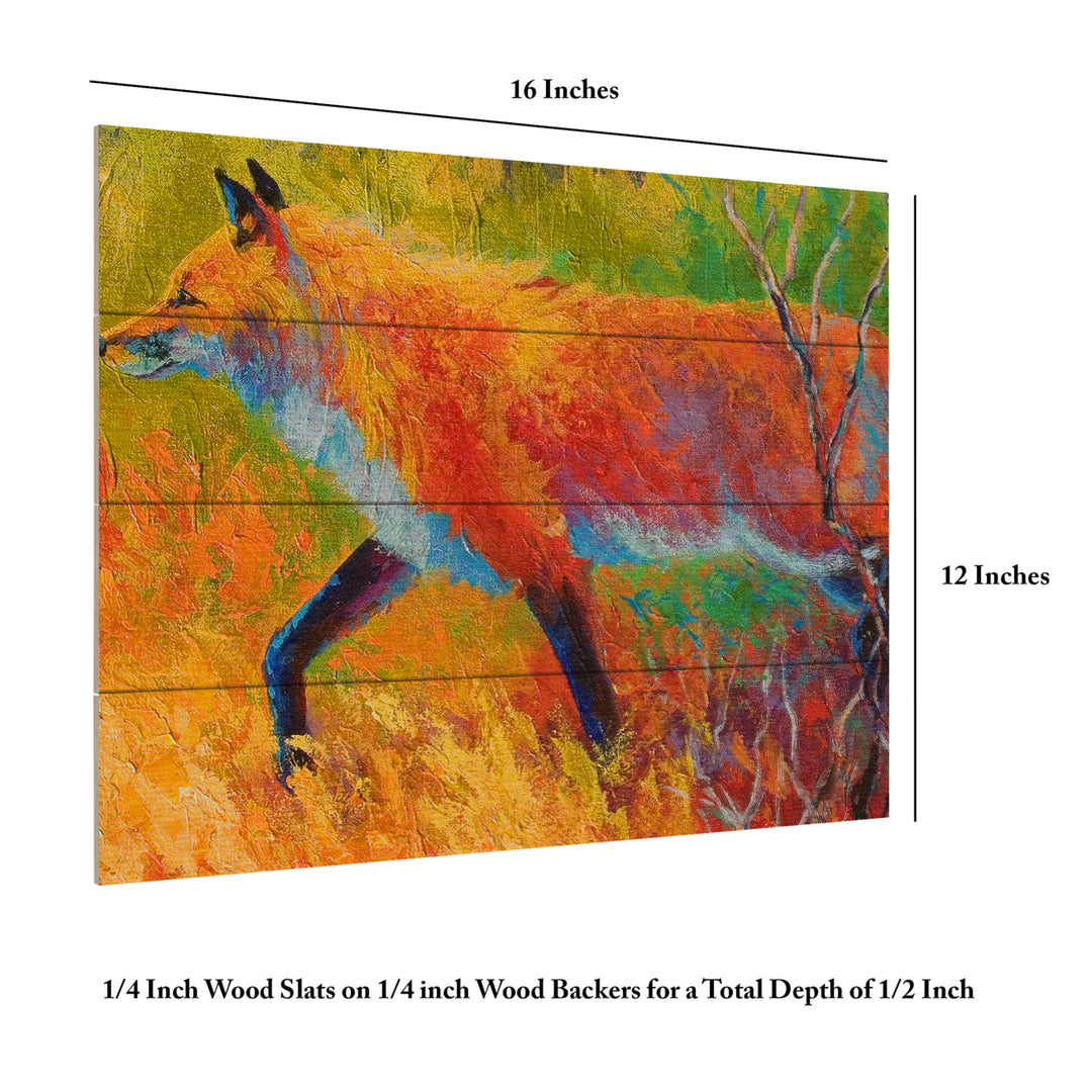 Wall Art 12 x 16 Inches Titled Red Fox 1 Ready to Hang Printed on Wooden Planks Image 6