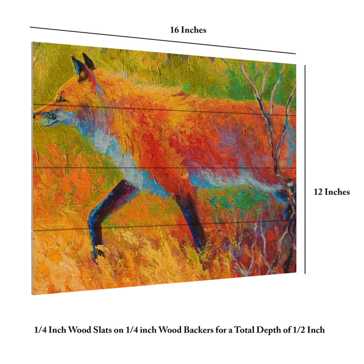 Wall Art 12 x 16 Inches Titled Red Fox 1 Ready to Hang Printed on Wooden Planks Image 6