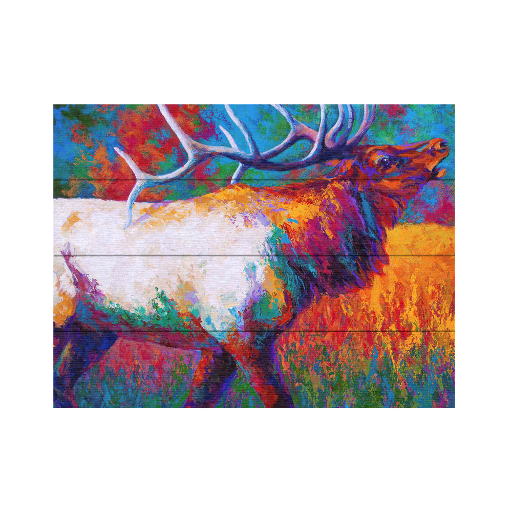 Wall Art 12 x 16 Inches Titled Chorus Elk Ready to Hang Printed on Wooden Planks Image 2