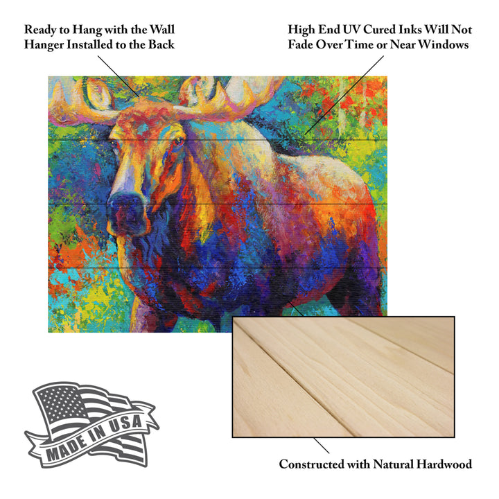 Wall Art 12 x 16 Inches Titled Bull Moose Ready to Hang Printed on Wooden Planks Image 5