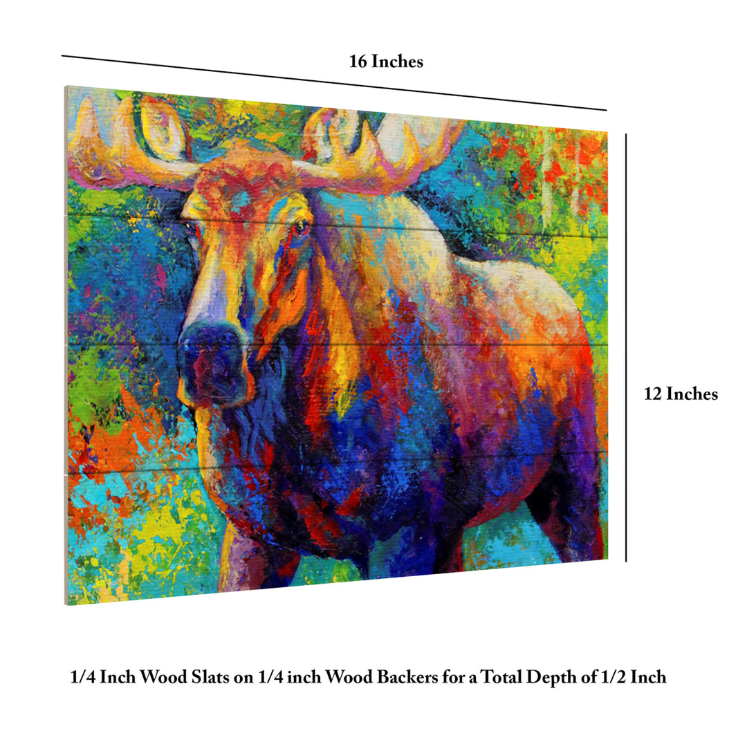 Wall Art 12 x 16 Inches Titled Bull Moose Ready to Hang Printed on Wooden Planks Image 6