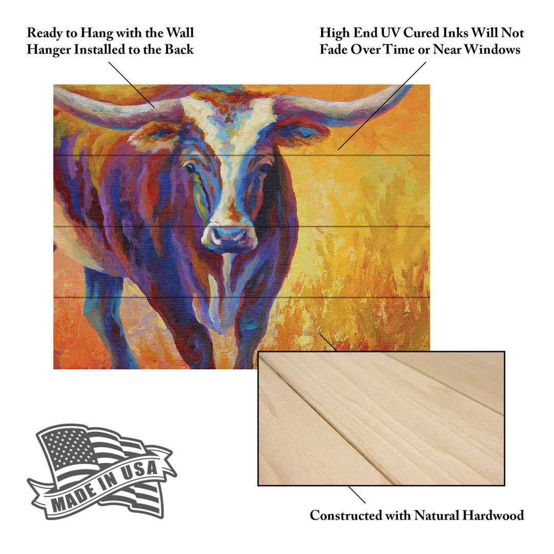 Wall Art 12 x 16 Inches Titled Stepping Out Longhorn Ready to Hang Printed on Wooden Planks Image 5