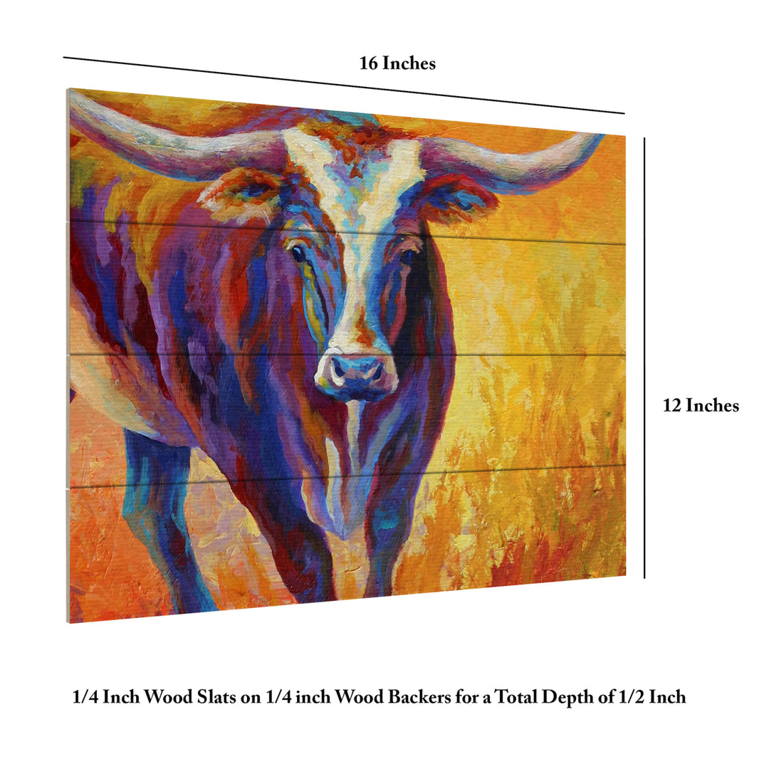 Wall Art 12 x 16 Inches Titled Stepping Out Longhorn Ready to Hang Printed on Wooden Planks Image 6