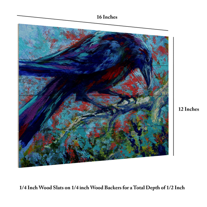 Wall Art 12 x 16 Inches Titled Raven Ready to Hang Printed on Wooden Planks Image 6