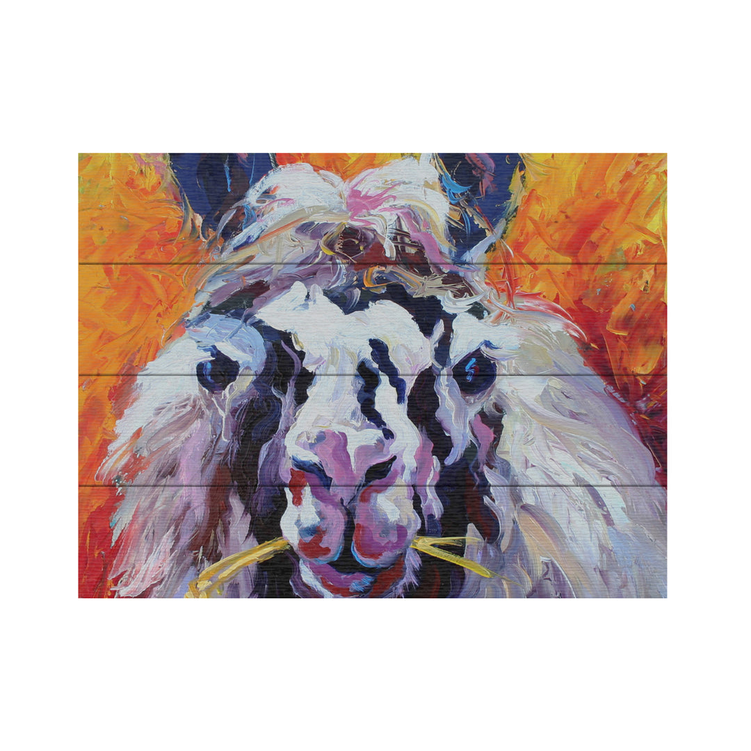 Wall Art 12 x 16 Inches Titled Llama III Ready to Hang Printed on Wooden Planks Image 2