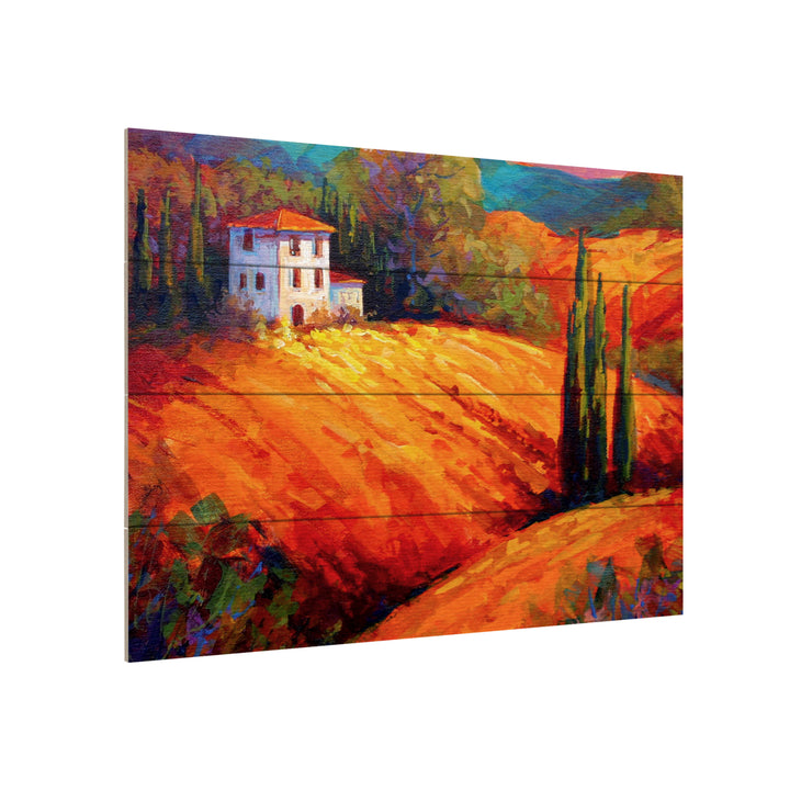 Wall Art 12 x 16 Inches Titled Tuscan Villa Evening Ready to Hang Printed on Wooden Planks Image 3