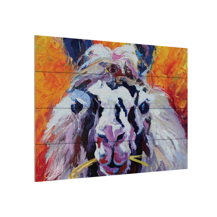 Wall Art 12 x 16 Inches Titled Llama III Ready to Hang Printed on Wooden Planks Image 3