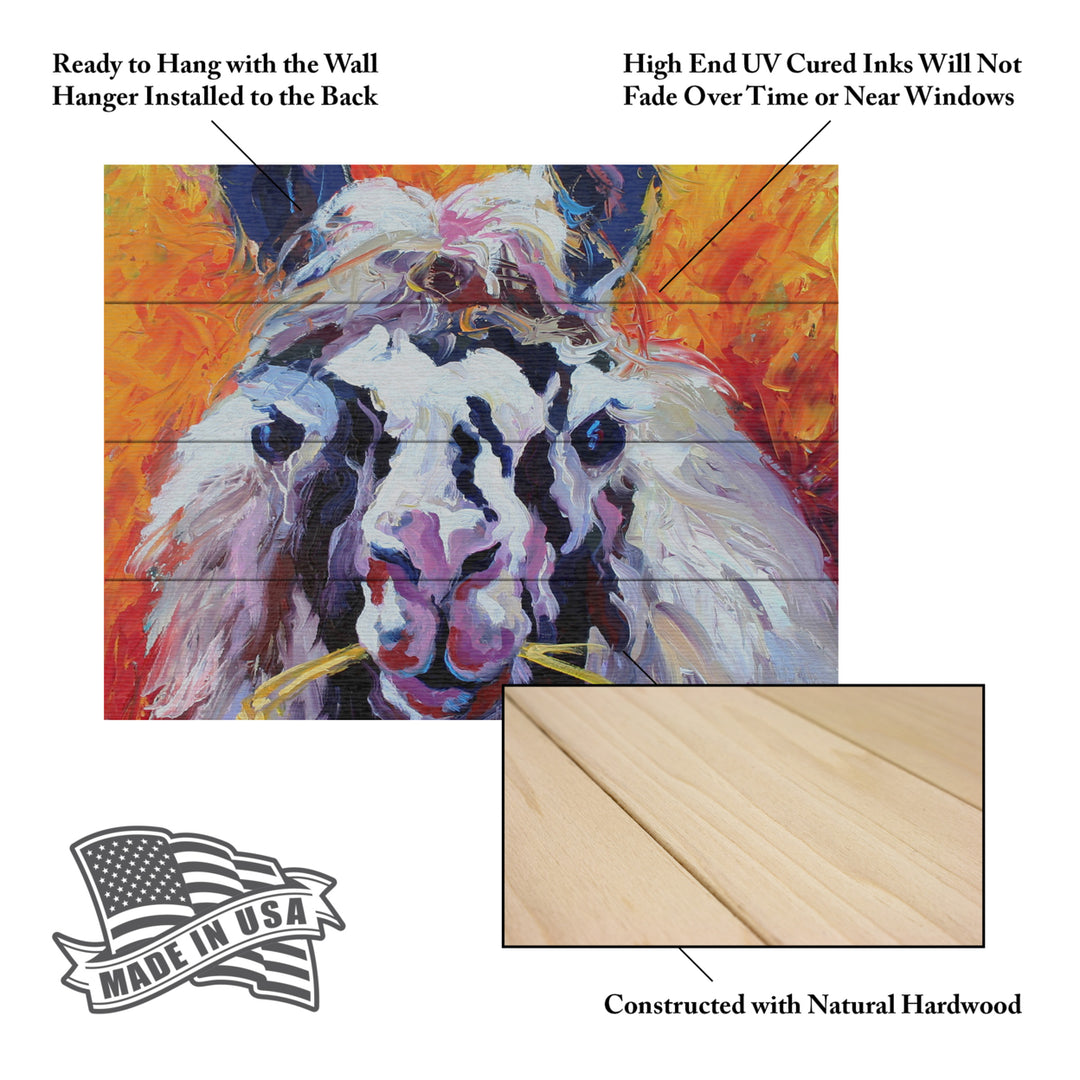 Wall Art 12 x 16 Inches Titled Llama III Ready to Hang Printed on Wooden Planks Image 5