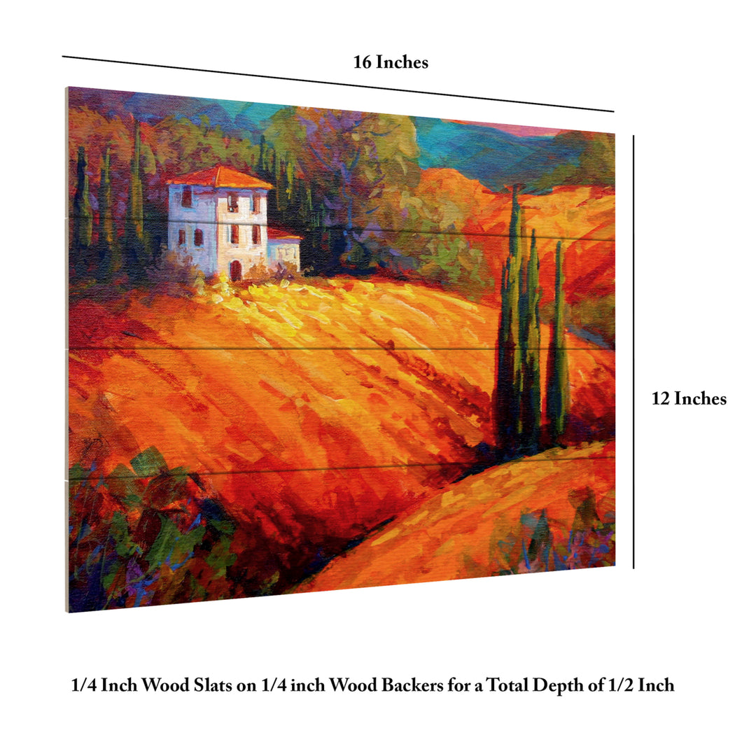 Wall Art 12 x 16 Inches Titled Tuscan Villa Evening Ready to Hang Printed on Wooden Planks Image 6