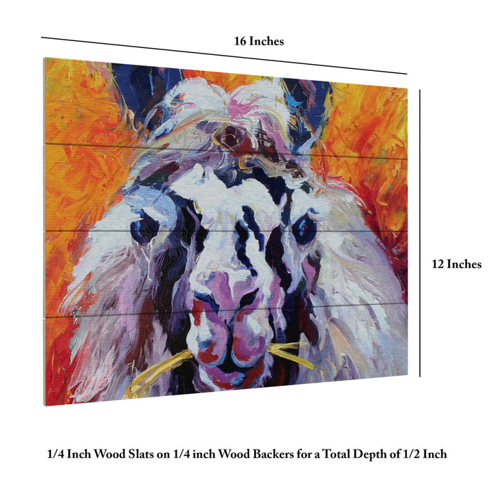 Wall Art 12 x 16 Inches Titled Llama III Ready to Hang Printed on Wooden Planks Image 6