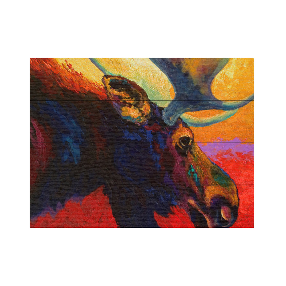 Wall Art 12 x 16 Inches Titled Alaska Spirit Moose Ready to Hang Printed on Wooden Planks Image 2