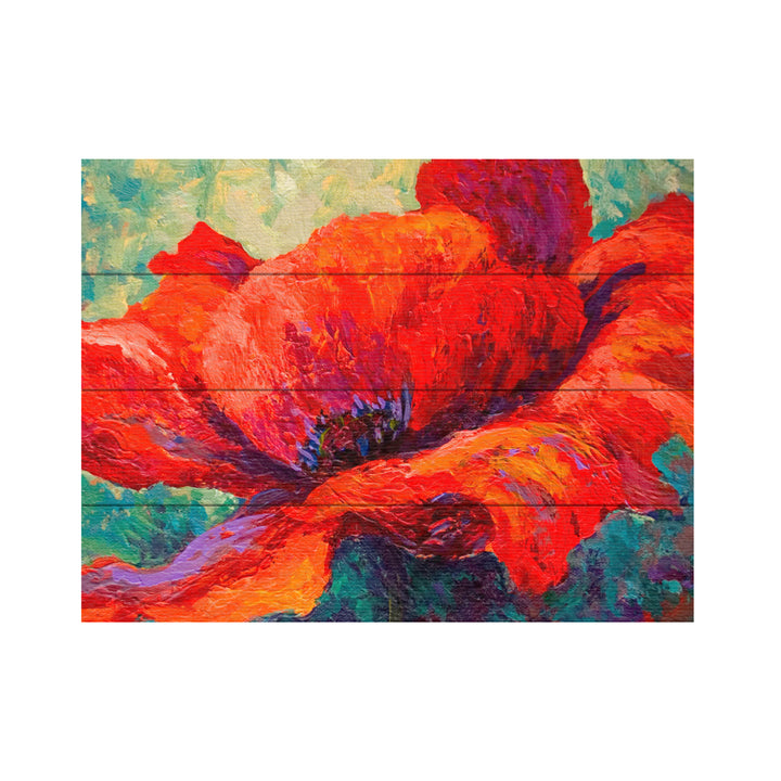 Wall Art 12 x 16 Inches Titled Red Poppy III Ready to Hang Printed on Wooden Planks Image 2