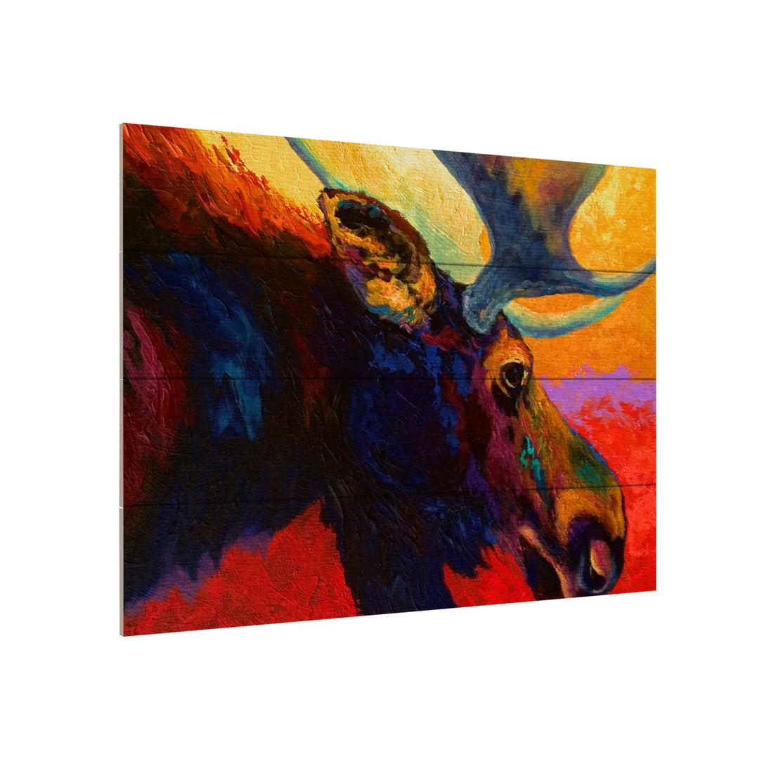 Wall Art 12 x 16 Inches Titled Alaska Spirit Moose Ready to Hang Printed on Wooden Planks Image 3