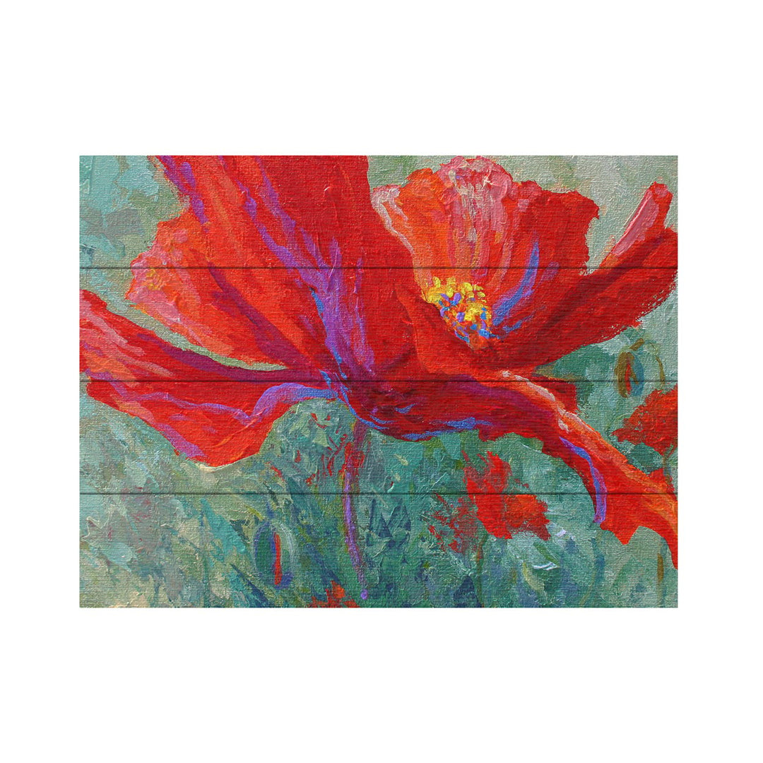 Wall Art 12 x 16 Inches Titled Red Poppy 1 Ready to Hang Printed on Wooden Planks Image 2