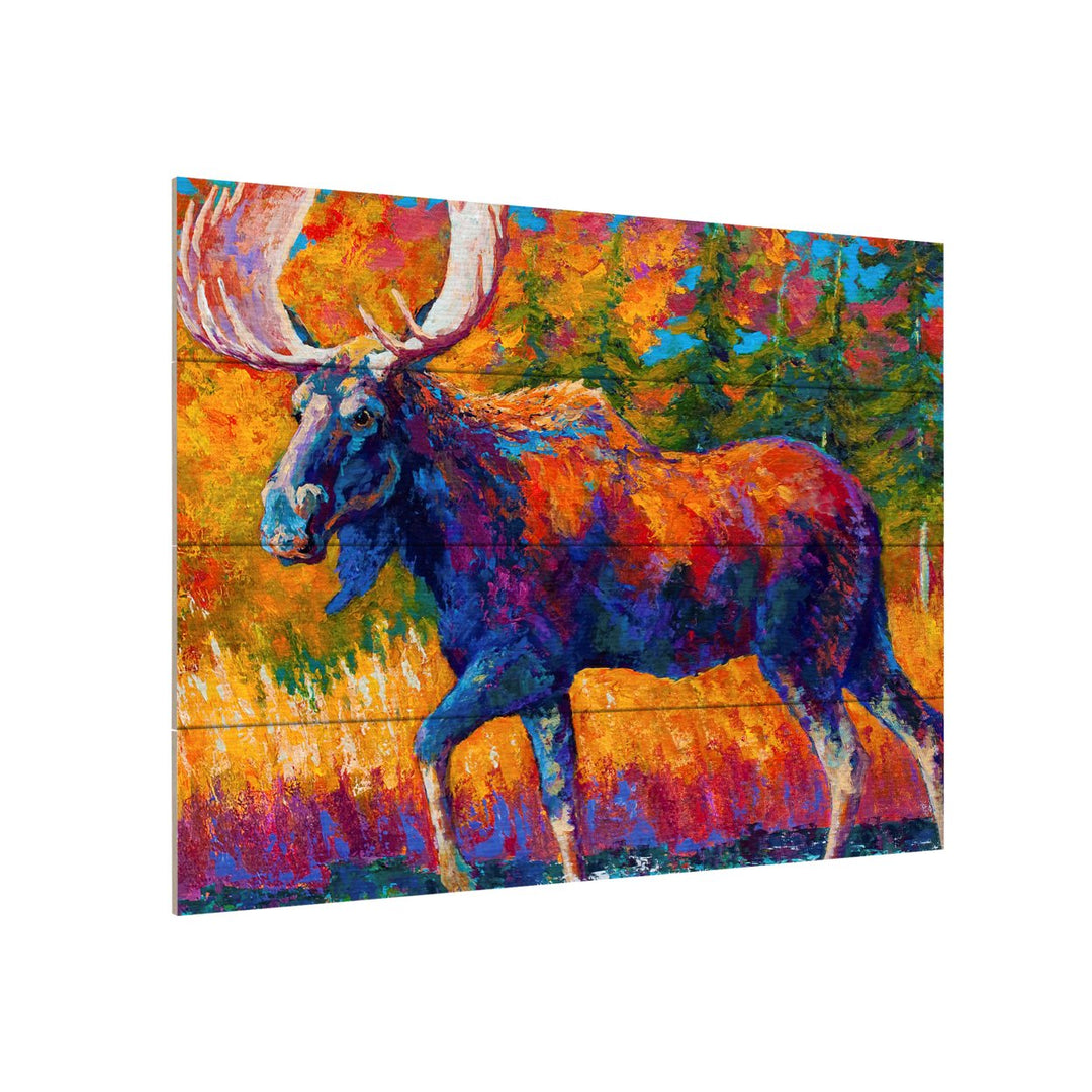 Wall Art 12 x 16 Inches Titled Moose Encounter Ready to Hang Printed on Wooden Planks Image 3