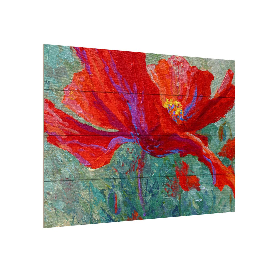 Wall Art 12 x 16 Inches Titled Red Poppy 1 Ready to Hang Printed on Wooden Planks Image 3