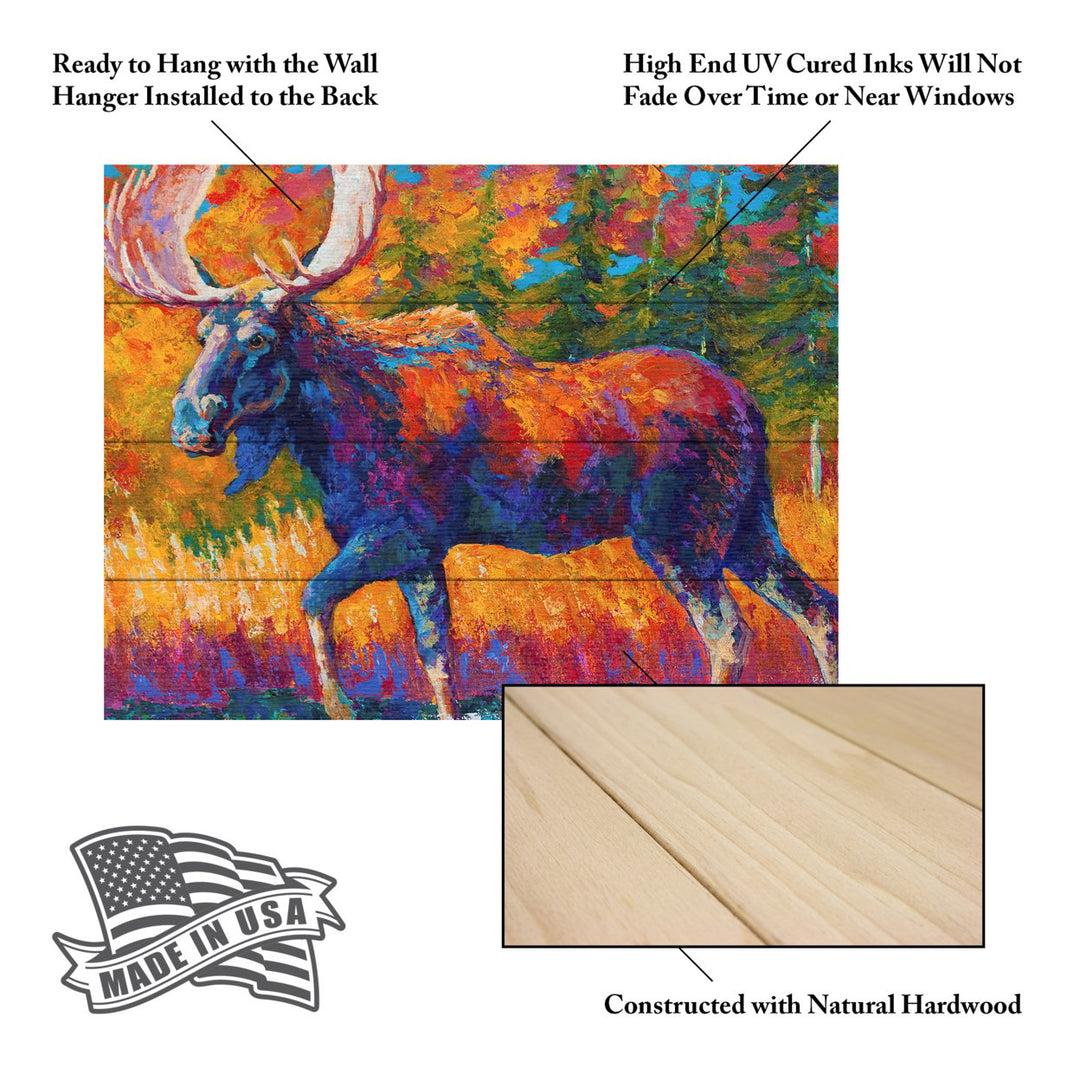 Wall Art 12 x 16 Inches Titled Moose Encounter Ready to Hang Printed on Wooden Planks Image 5