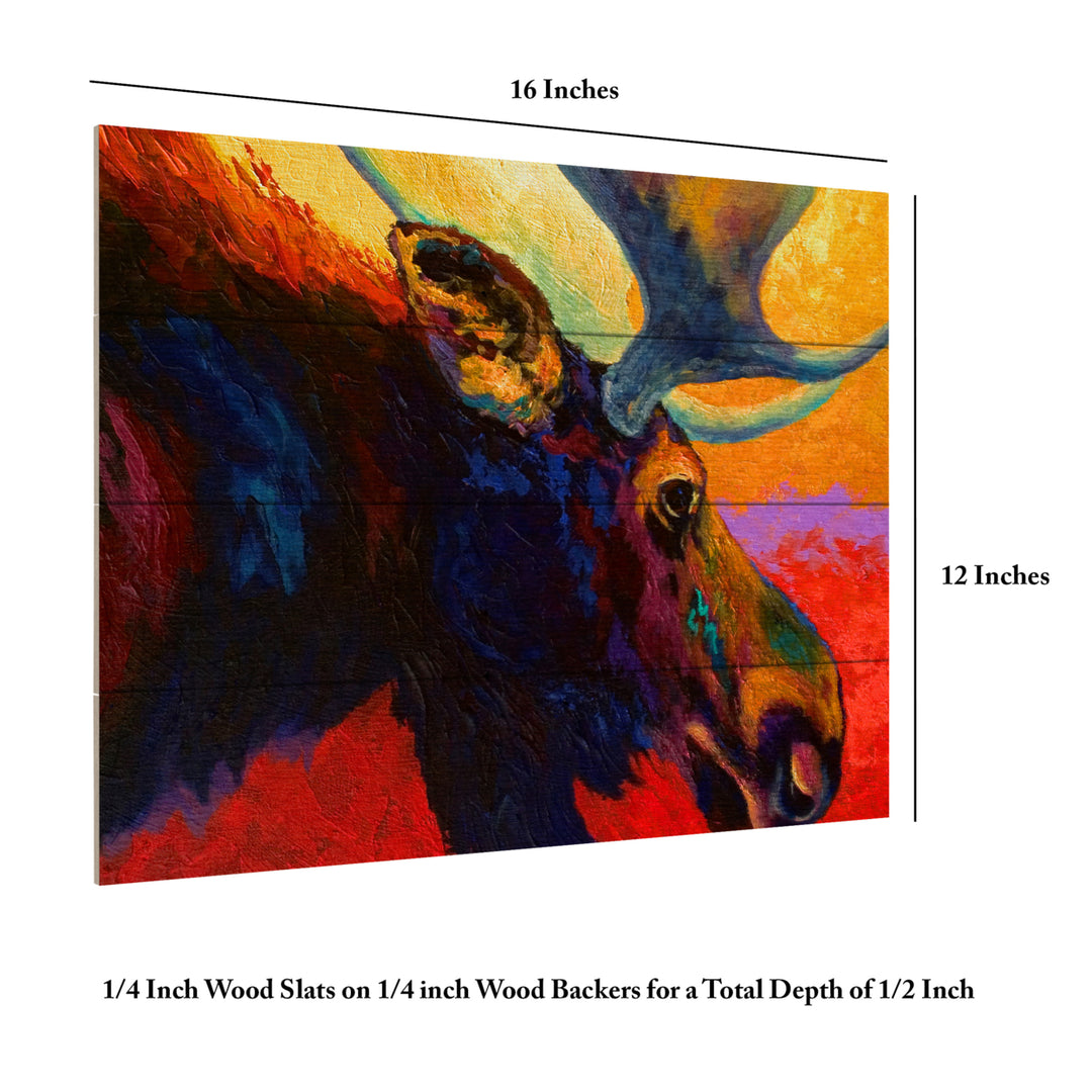 Wall Art 12 x 16 Inches Titled Alaska Spirit Moose Ready to Hang Printed on Wooden Planks Image 6