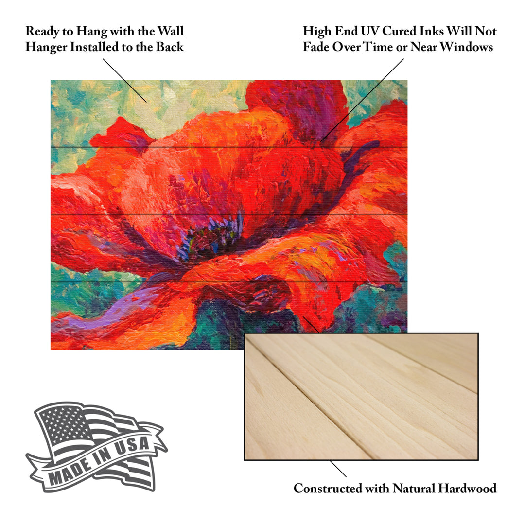 Wall Art 12 x 16 Inches Titled Red Poppy III Ready to Hang Printed on Wooden Planks Image 5