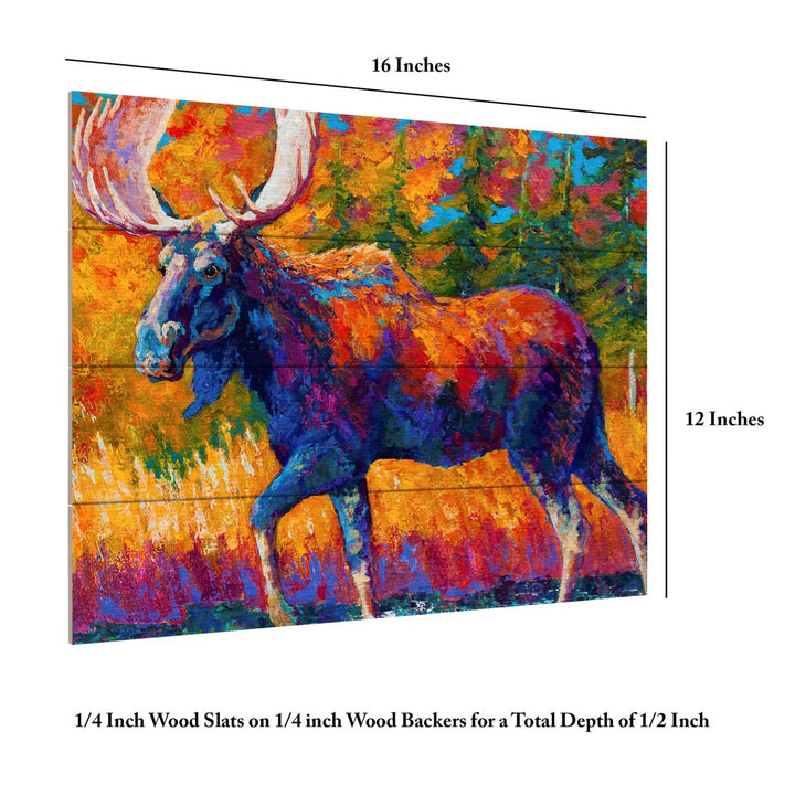 Wall Art 12 x 16 Inches Titled Moose Encounter Ready to Hang Printed on Wooden Planks Image 6