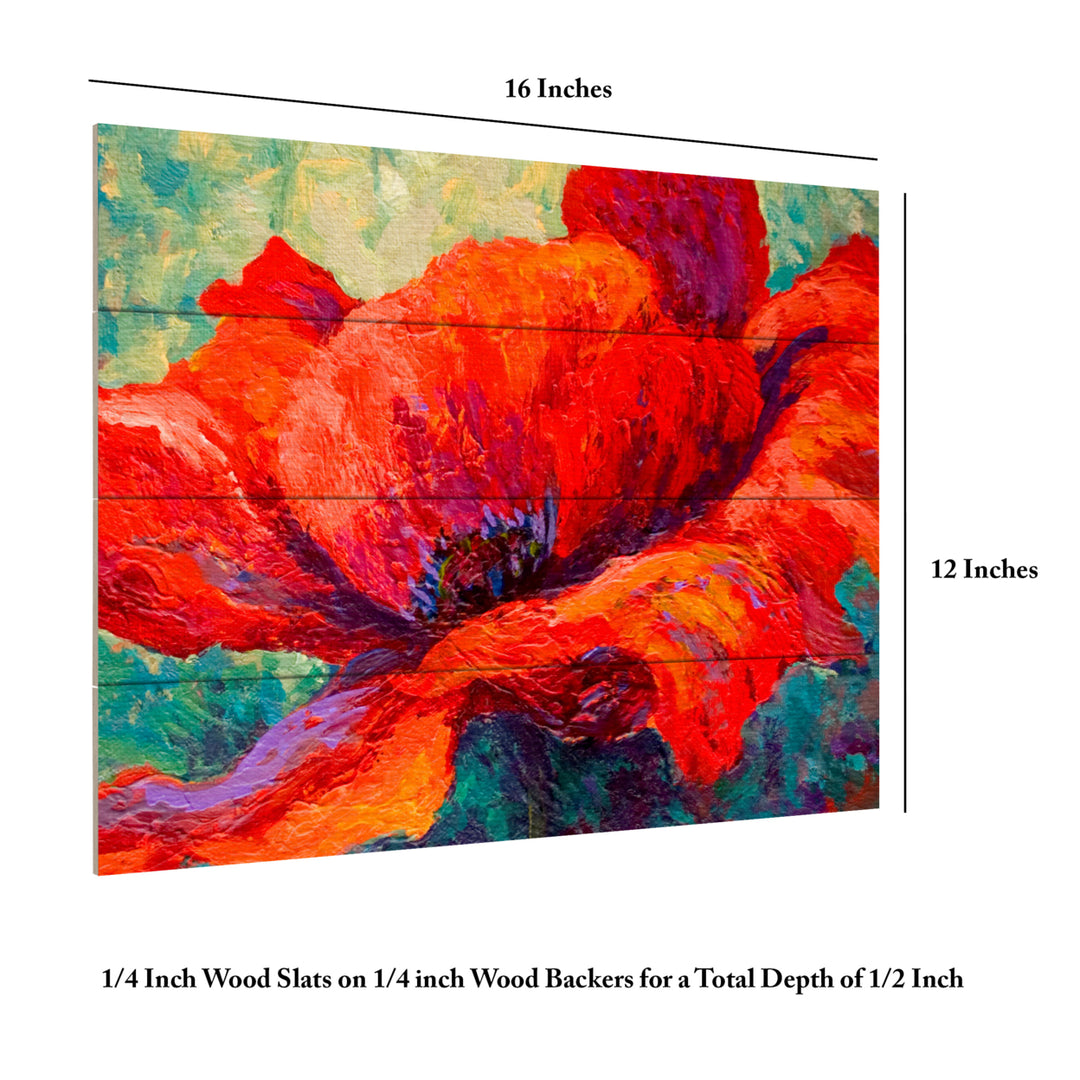 Wall Art 12 x 16 Inches Titled Red Poppy III Ready to Hang Printed on Wooden Planks Image 6