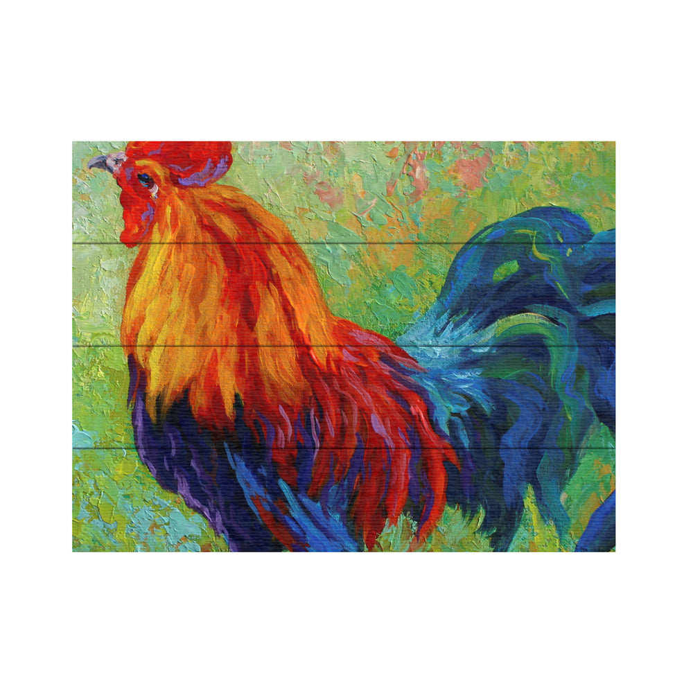 Wall Art 12 x 16 Inches Titled Band Of Gold Rooster Ready to Hang Printed on Wooden Planks Image 2