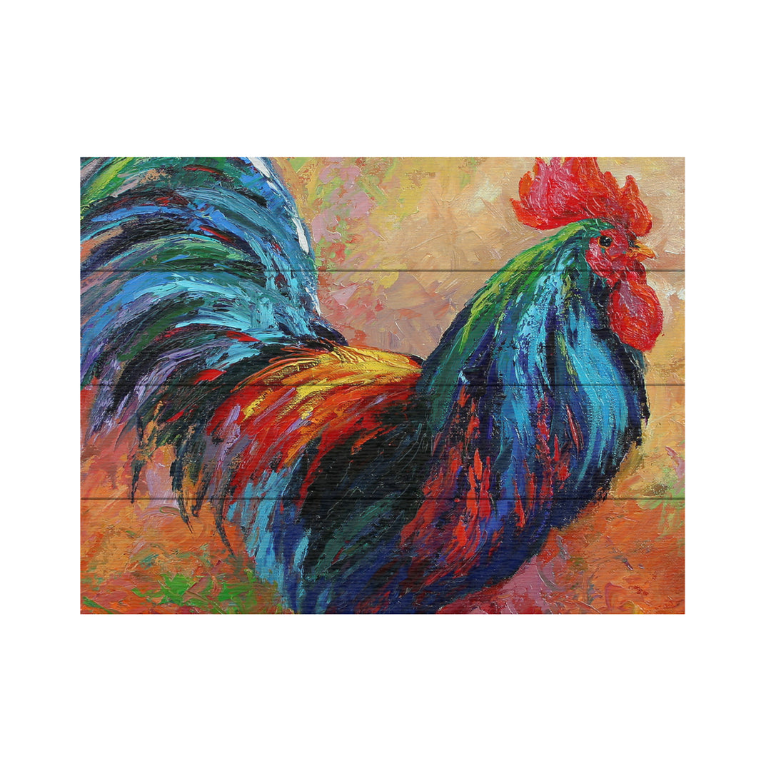 Wall Art 12 x 16 Inches Titled Mr T Rooster Ready to Hang Printed on Wooden Planks Image 2