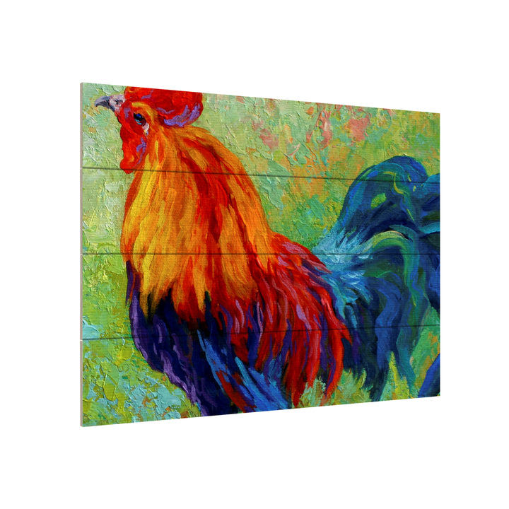 Wall Art 12 x 16 Inches Titled Band Of Gold Rooster Ready to Hang Printed on Wooden Planks Image 3