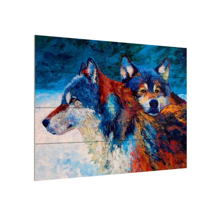 Wall Art 12 x 16 Inches Titled Wolves Ready to Hang Printed on Wooden Planks Image 3