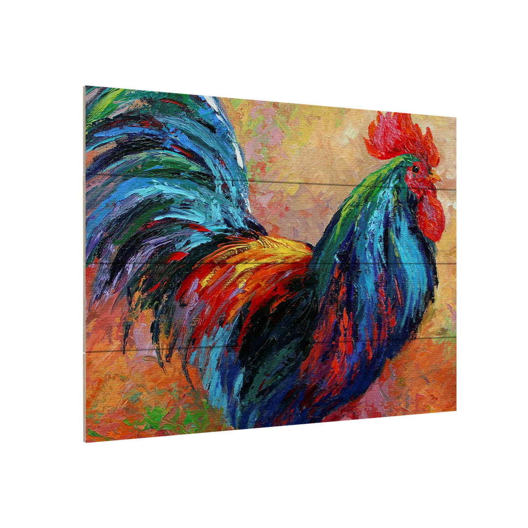 Wall Art 12 x 16 Inches Titled Mr T Rooster Ready to Hang Printed on Wooden Planks Image 3