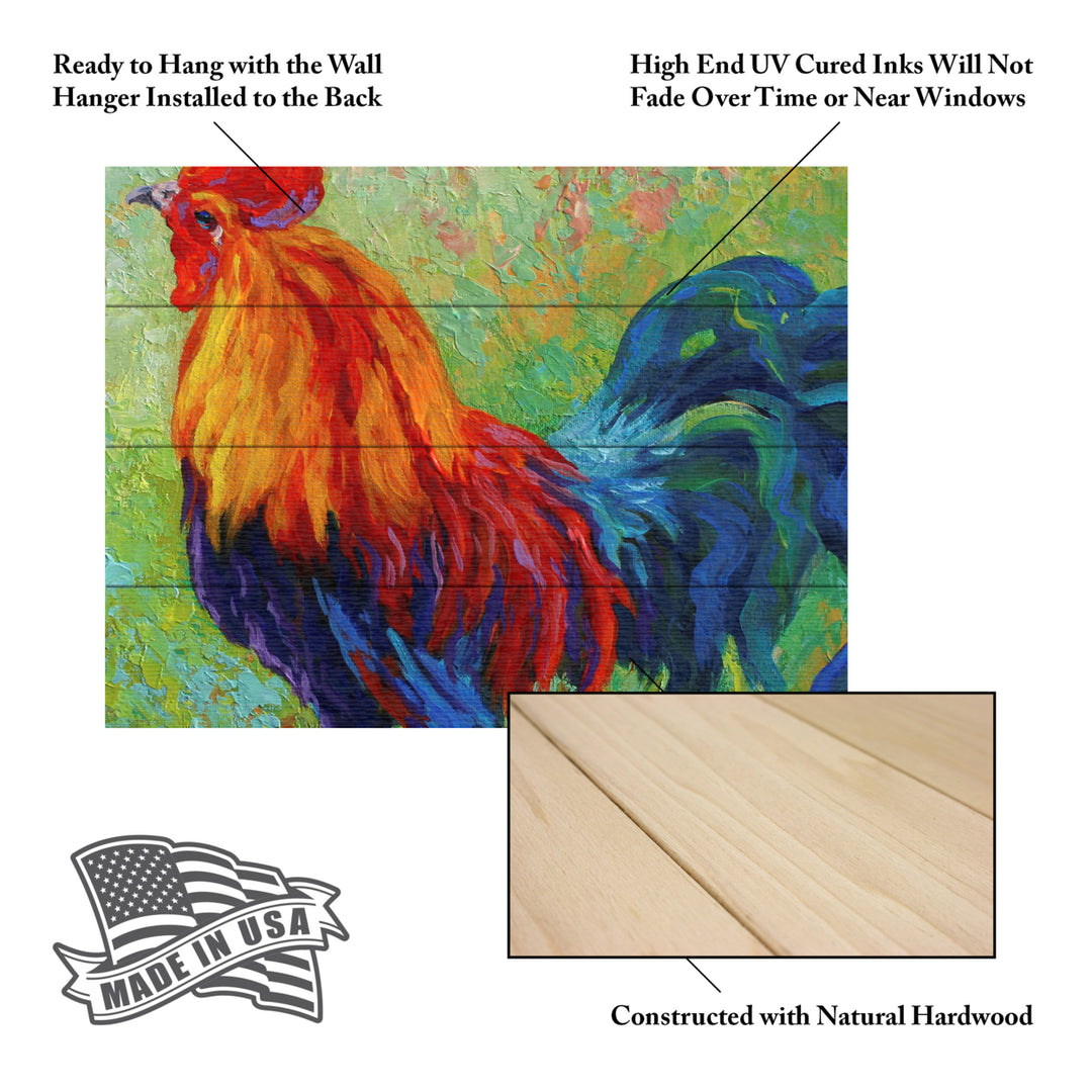 Wall Art 12 x 16 Inches Titled Band Of Gold Rooster Ready to Hang Printed on Wooden Planks Image 5