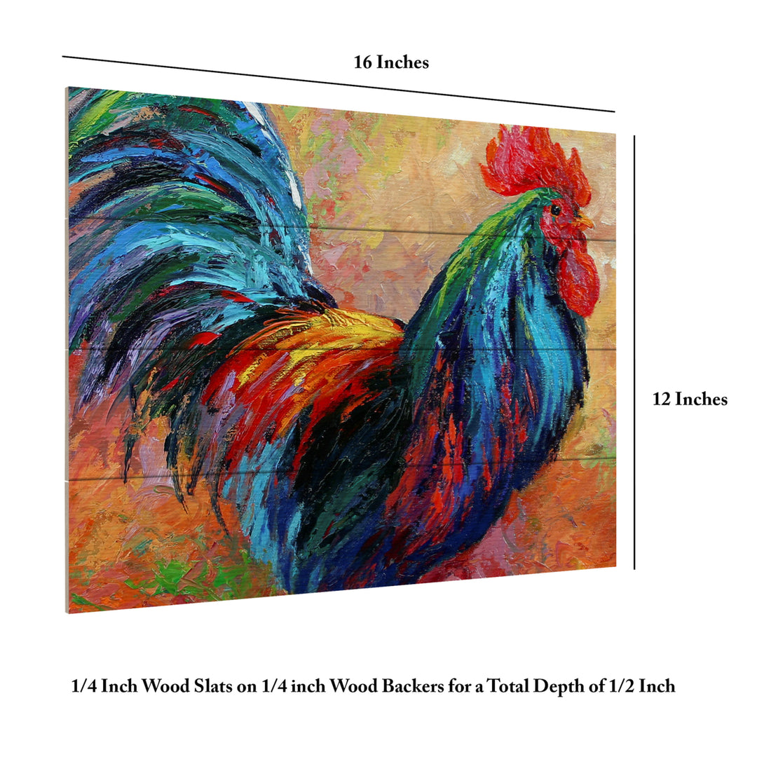 Wall Art 12 x 16 Inches Titled Mr T Rooster Ready to Hang Printed on Wooden Planks Image 6