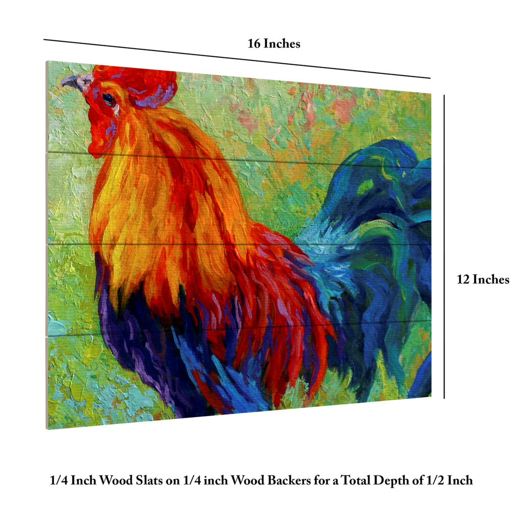 Wall Art 12 x 16 Inches Titled Band Of Gold Rooster Ready to Hang Printed on Wooden Planks Image 6