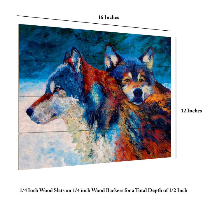 Wall Art 12 x 16 Inches Titled Wolves Ready to Hang Printed on Wooden Planks Image 6